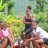 Family relaxing together after Hurricane Maria in Dominica